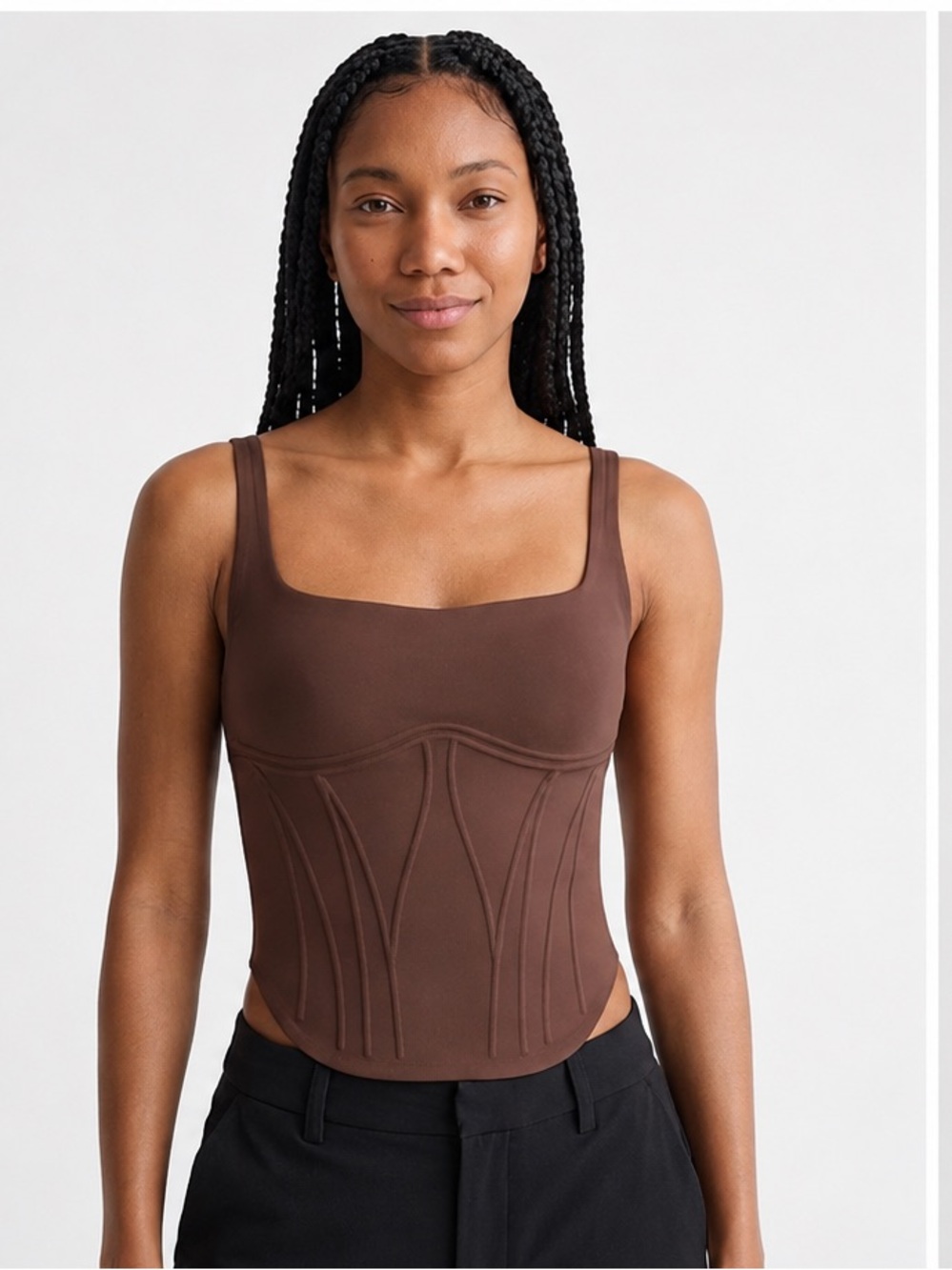 SKIMS Bonded Corset Group Tank Coffee Brown Sculpting Corset Top Size Small NWT